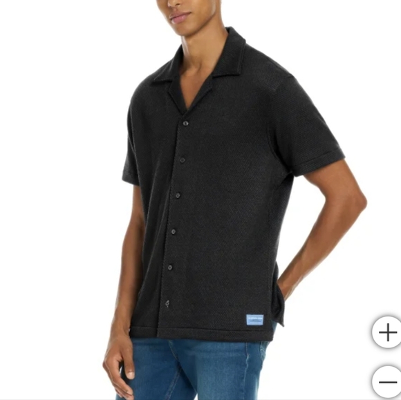 NWT Scotch & Soda Men's Jersey Short Sleeve Button Up Shirt Black L - Picture 3 of 6